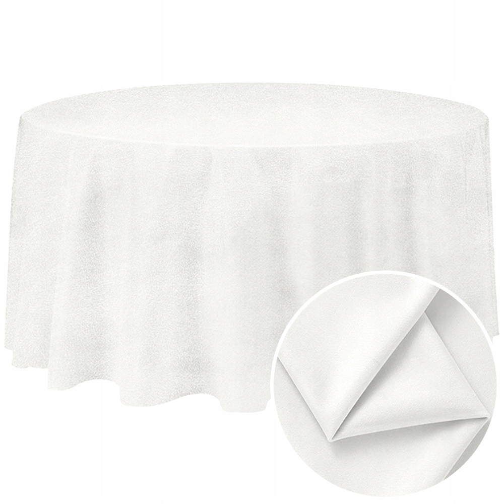 Obrus okrągły, Matowy Welur, 320cm, mleczna biel