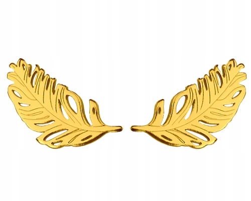 

Srebrne 925 pozłacane kolczyki celebrytki piórka