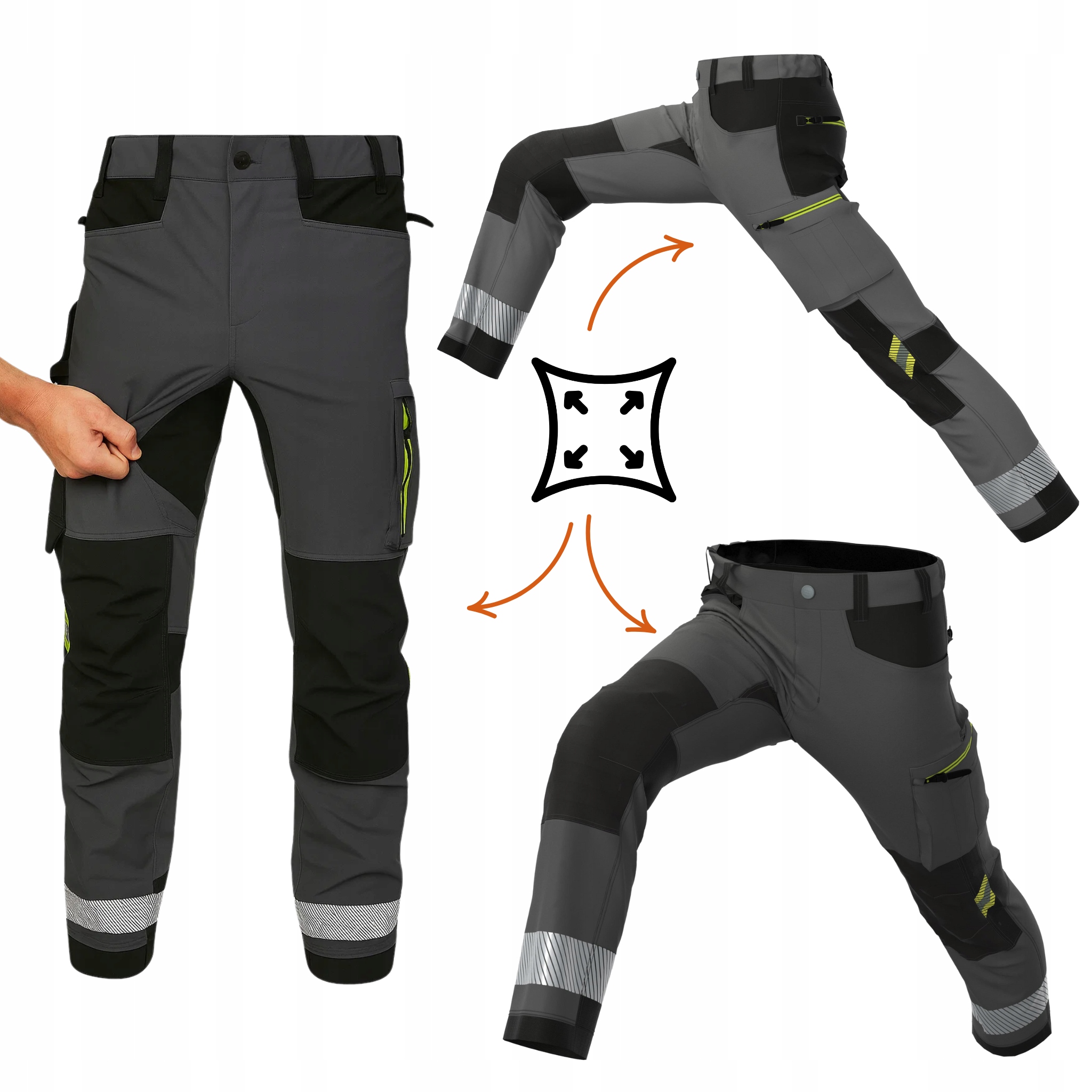 Elastyczne Spodnie Robocze Bhp Do Pasa Męskie Stretch BoSafety Tension R.58