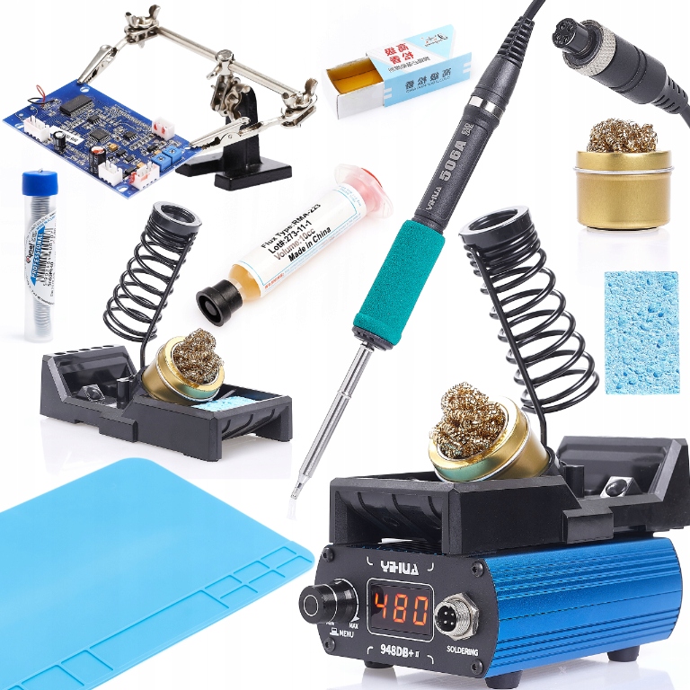 Pájecí Stanice 948DB+II Grot T12 Třetí Ruka Podložka Tavidlo Cín Sada