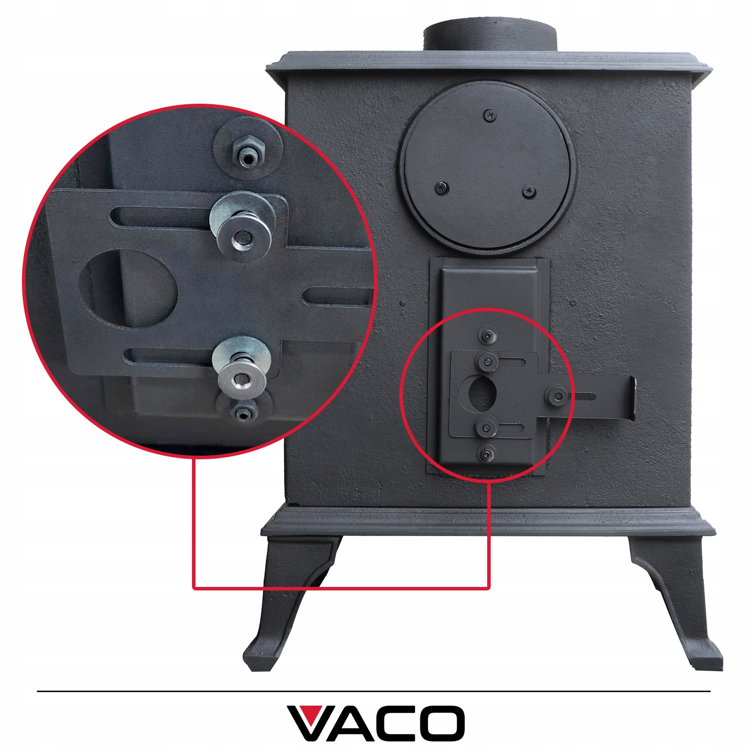 PIEC KOZA KOMINEK piec żeliwny koza wolnostojący VACO 5kW Wysokość 58.4 cm