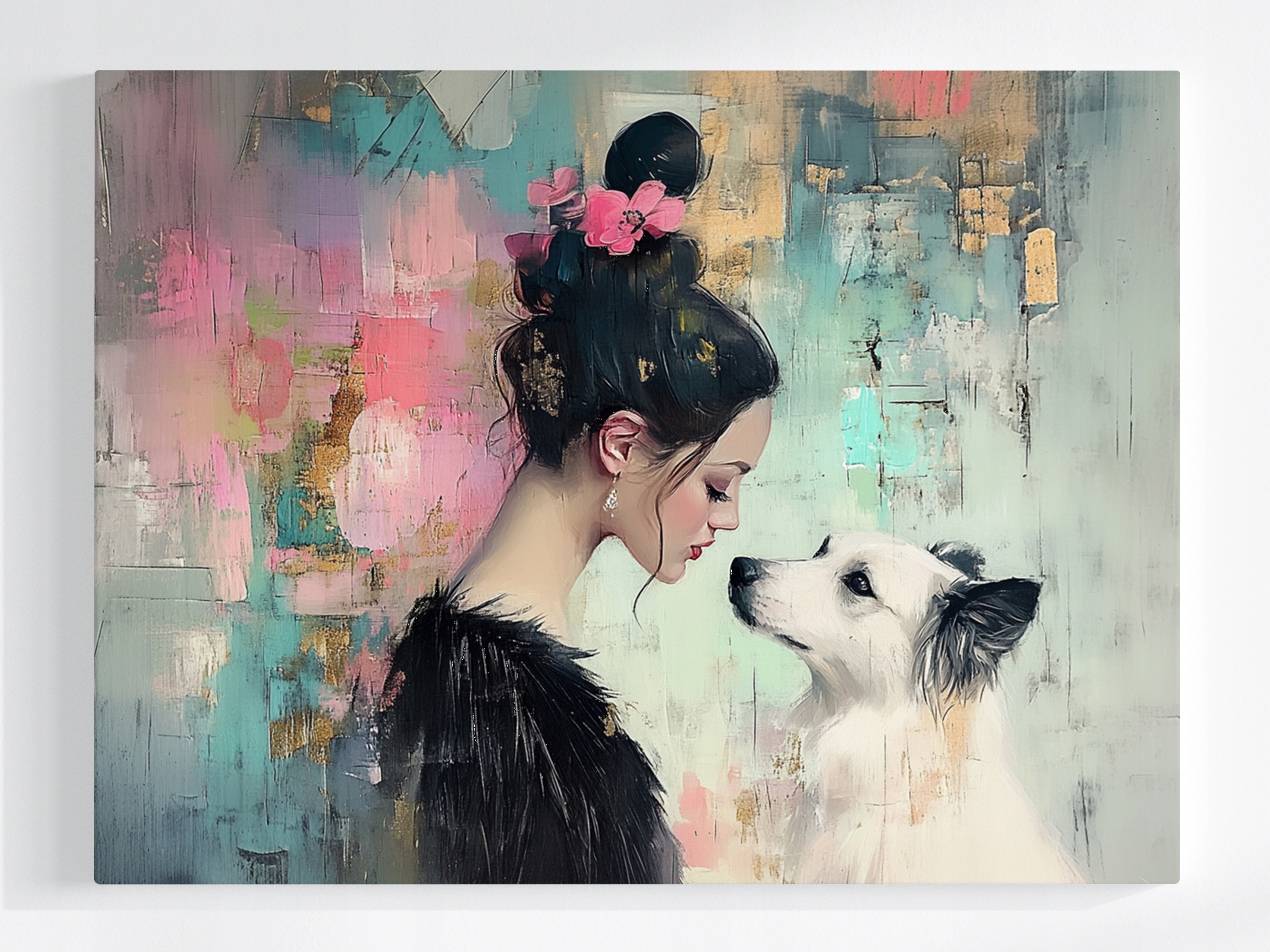 Obraz Na Plátně Canvas Žena Dívka Pes Přátelství Láska 80x60