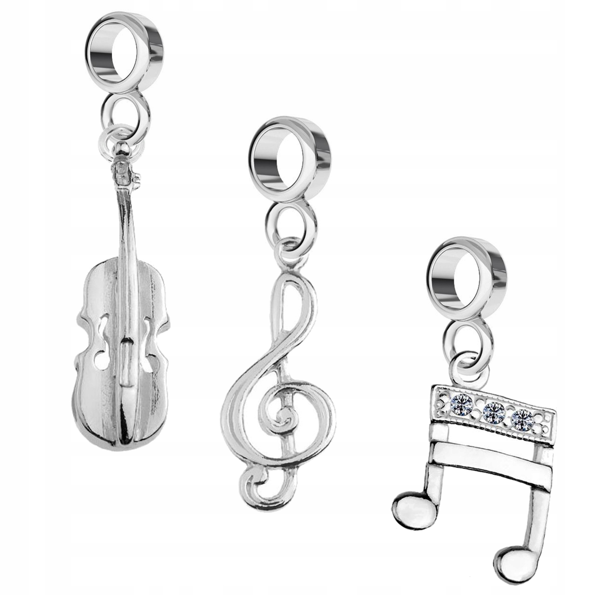 3x CHARMS ZAWIESZKA NUTKA SKRZYPCE srebro 925