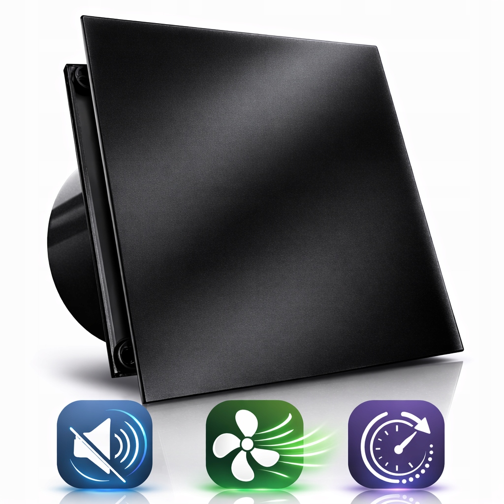 Wentylator łazienkowy sufitowy 100 mm 130 m3/h Higrometr Timer klapa