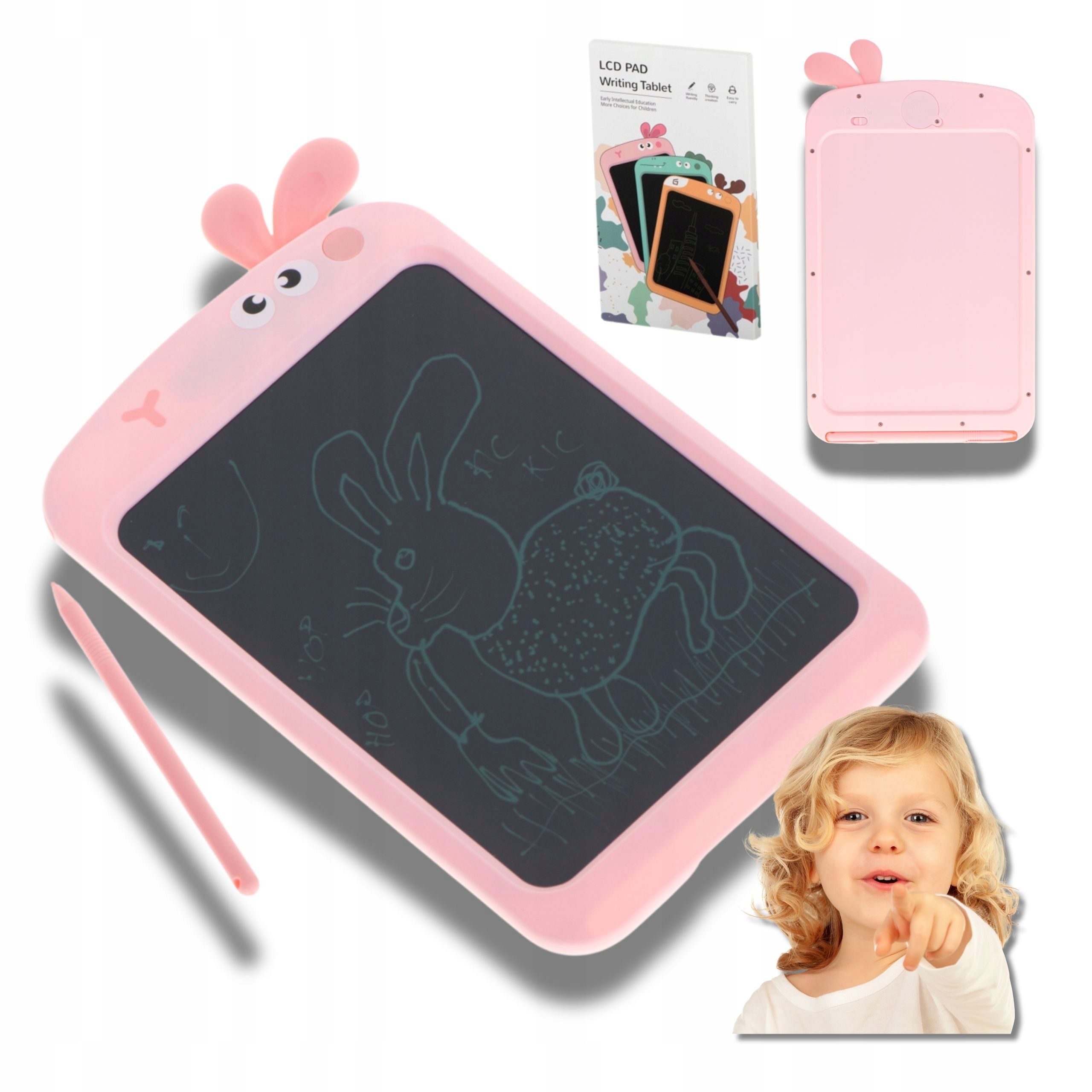 Tablet Graficzny Dla Dziecka Tablica Do Nauki Rysowania Różowa Rysik 8,5'