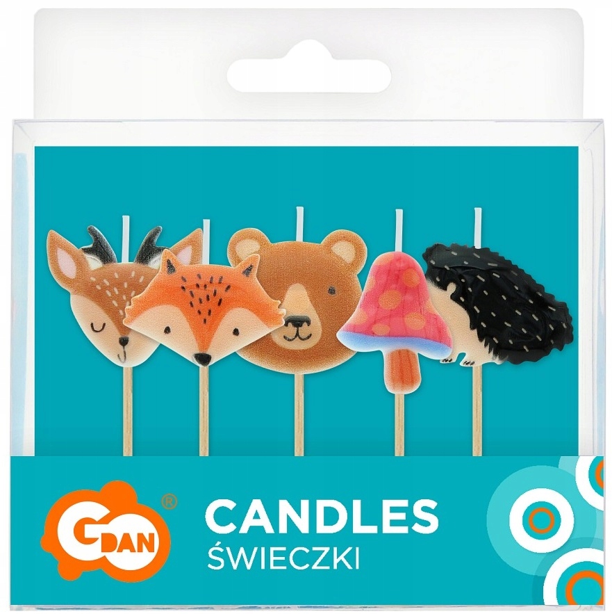 ŚWIECZKI PIKERY ZWIERZĄTKA LEŚNE URODZINY 5 SZTUK Marka GoDan