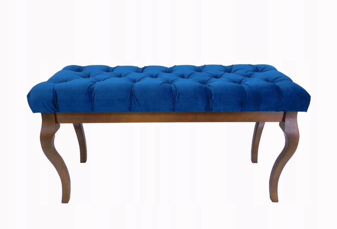 Čalúnená lavička morská zelená velúr drevo buk orech 105x40 H55 cm