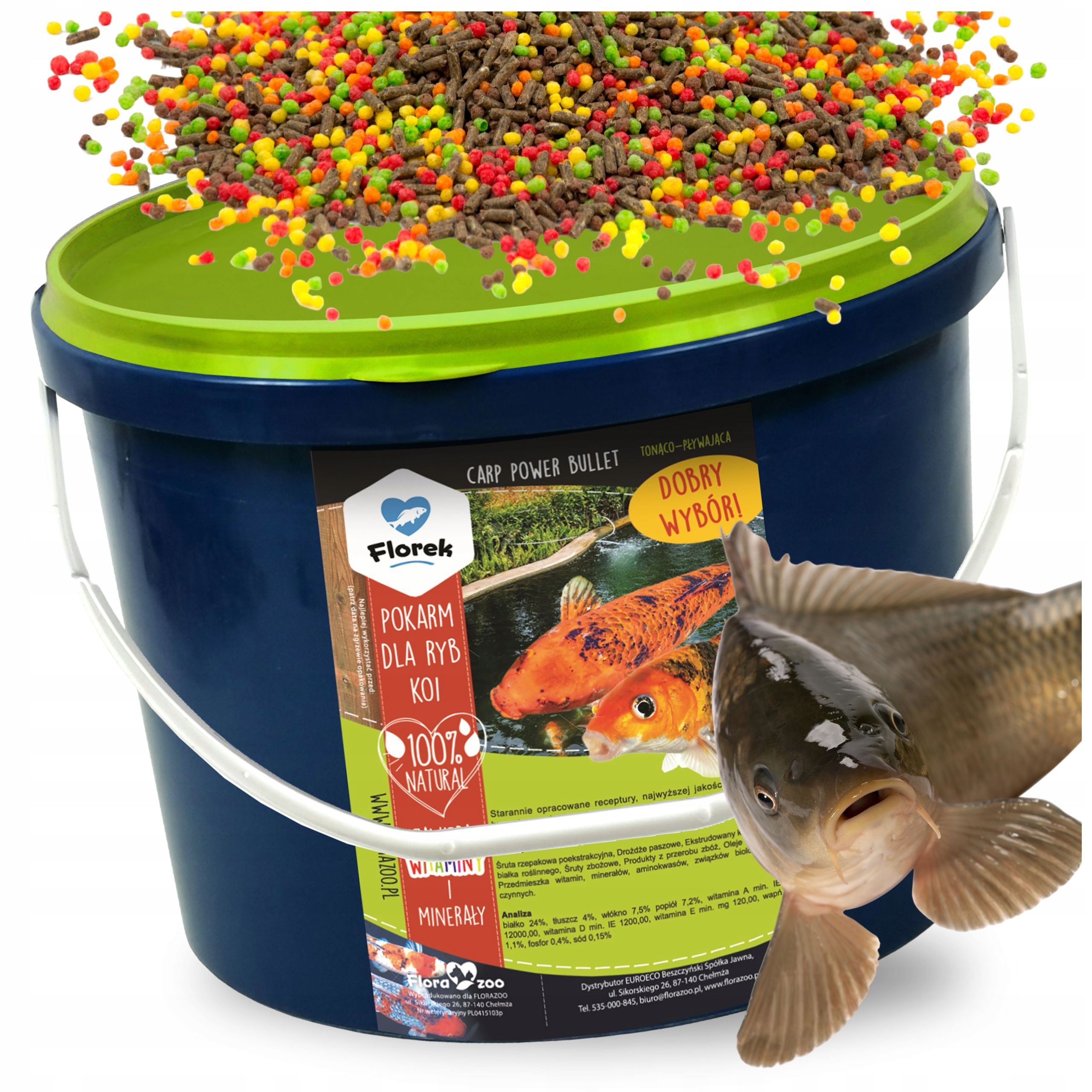 POKARM KARMA PASZA ZANĘTA GRANULAT DLA RYB KOI KARPI NA OCZKO WODNE