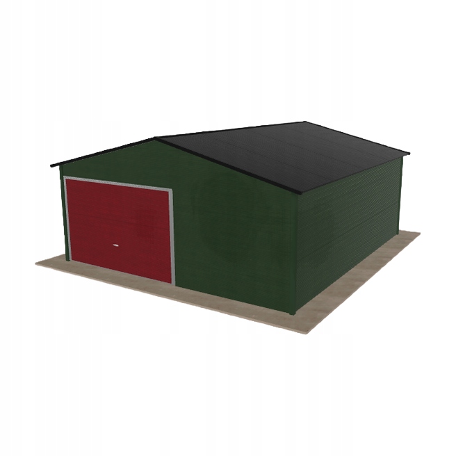 Plechová garáž 5.5 x 6 m jednopolohová, dvouspádová, zelená