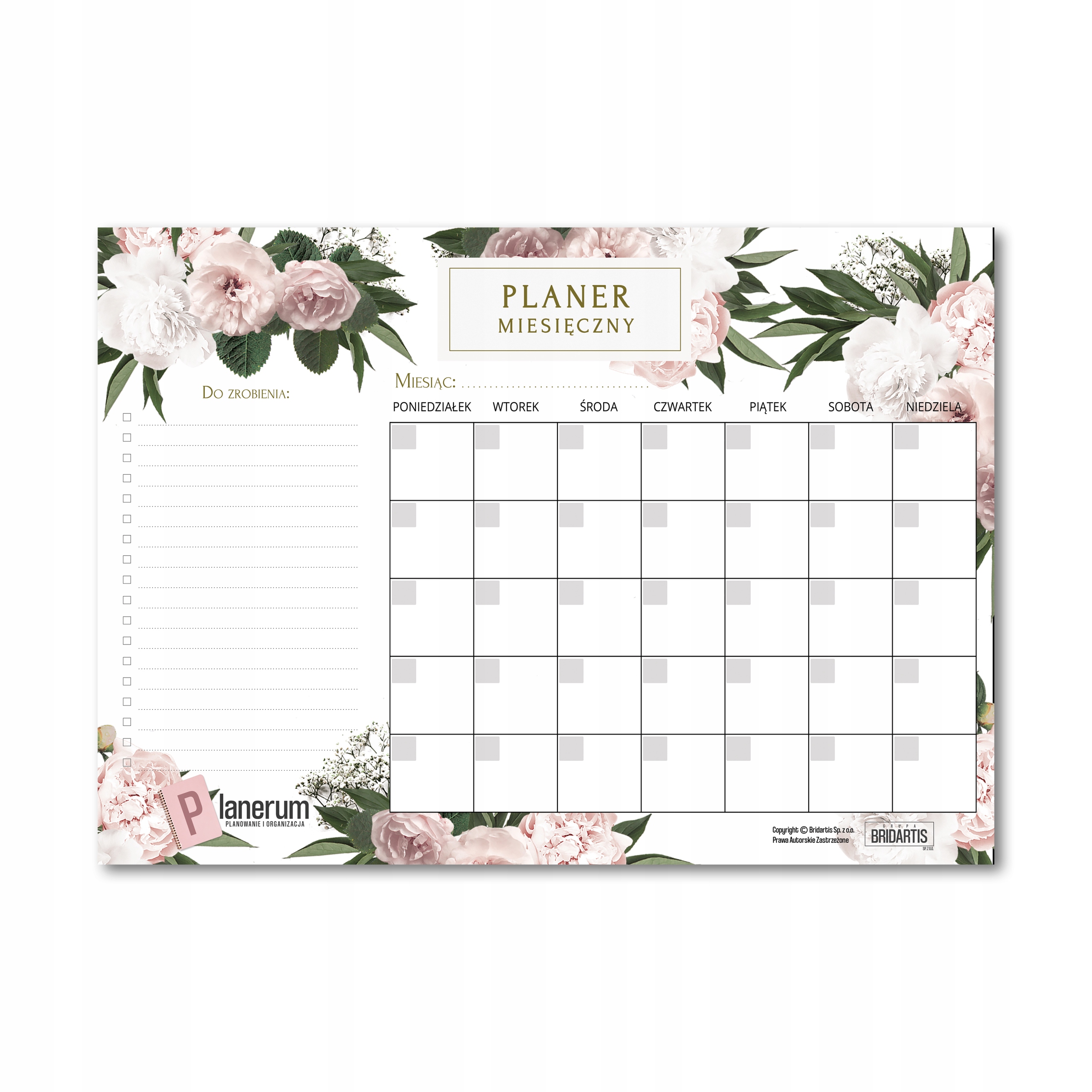 

Tablica Kalendarz Planer Magnes A4 XL Floral Heart