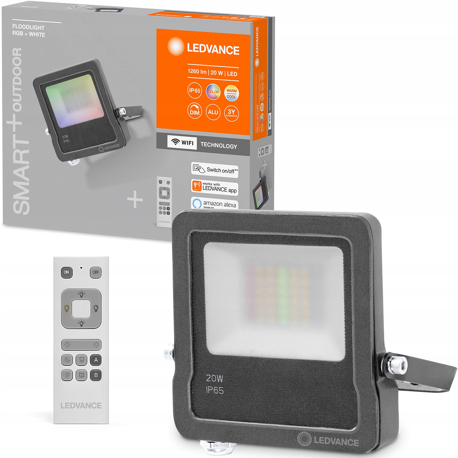 

Naświetlacz Led Halogen 20W Rgb WiFi Pilot IP65