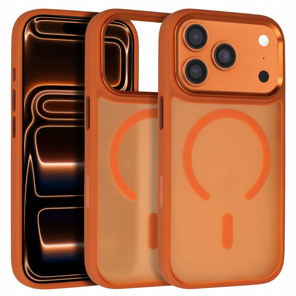 Etui do iPhone 17 Pro Liavec Metal Camera Frame MagSafe pomarańczowy