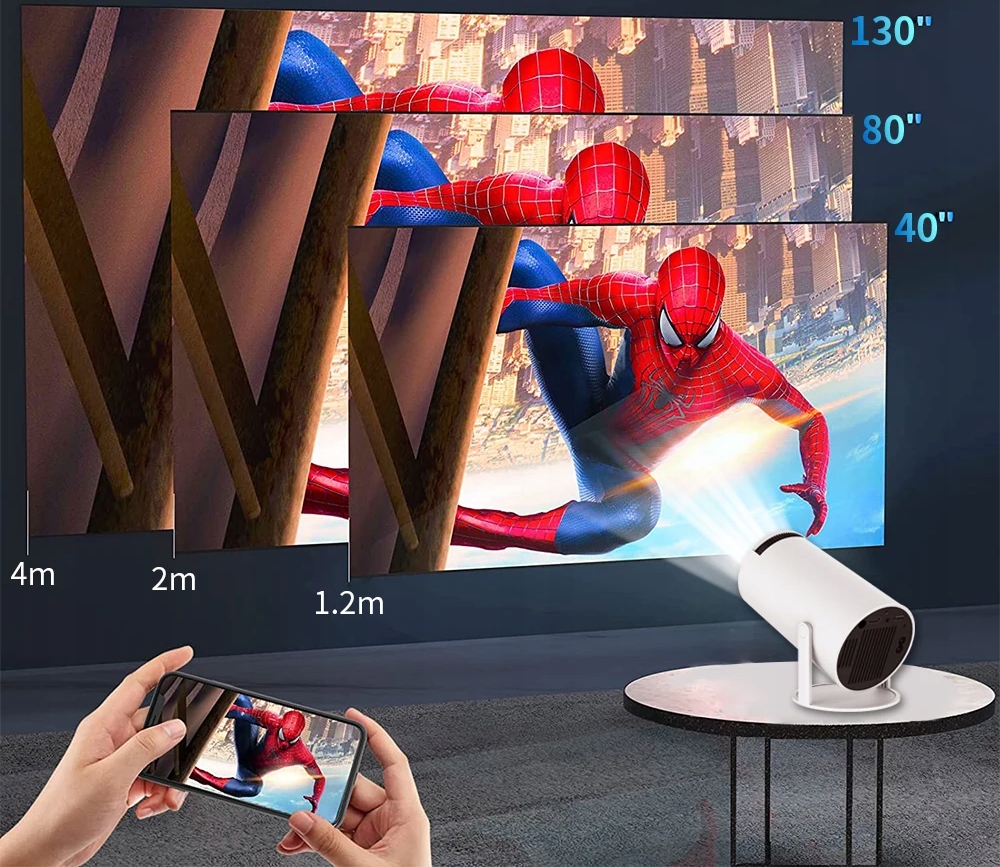 PRZENOŚNY OBROTOWY PROJEKTOR RZUTNIK FULL HD SMART TV ANDROID 11 WIFI BT Model HY300 PRO