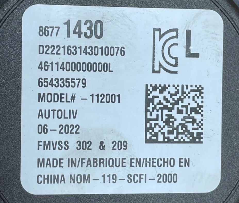 O7 CADILLAC CT5 V 19- CINTURA SICUREZZA ANTERIORE sinistra Anteriore tenditore 86771430
