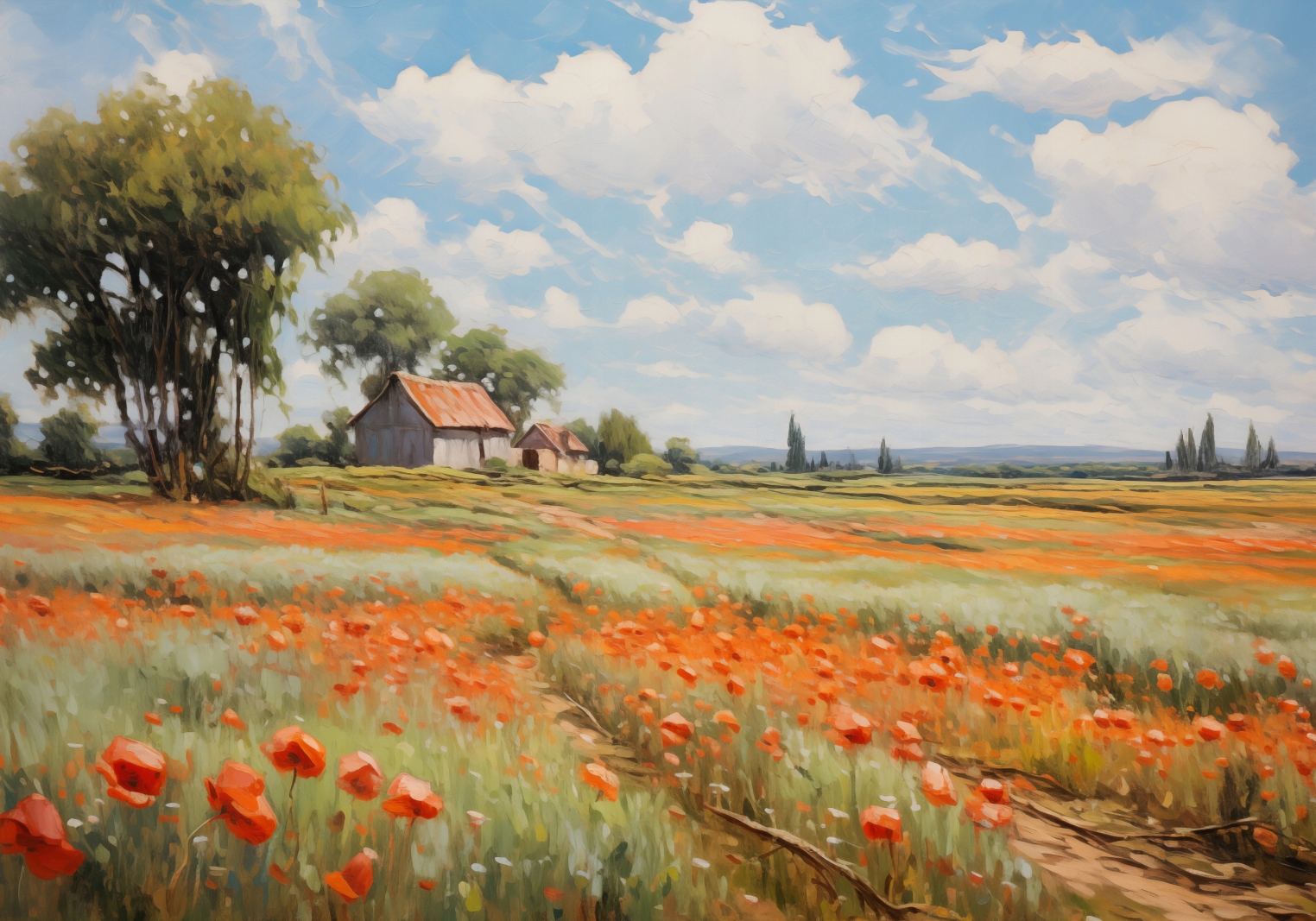 Plagát 100x70 cm Šepkajúce makové polia
