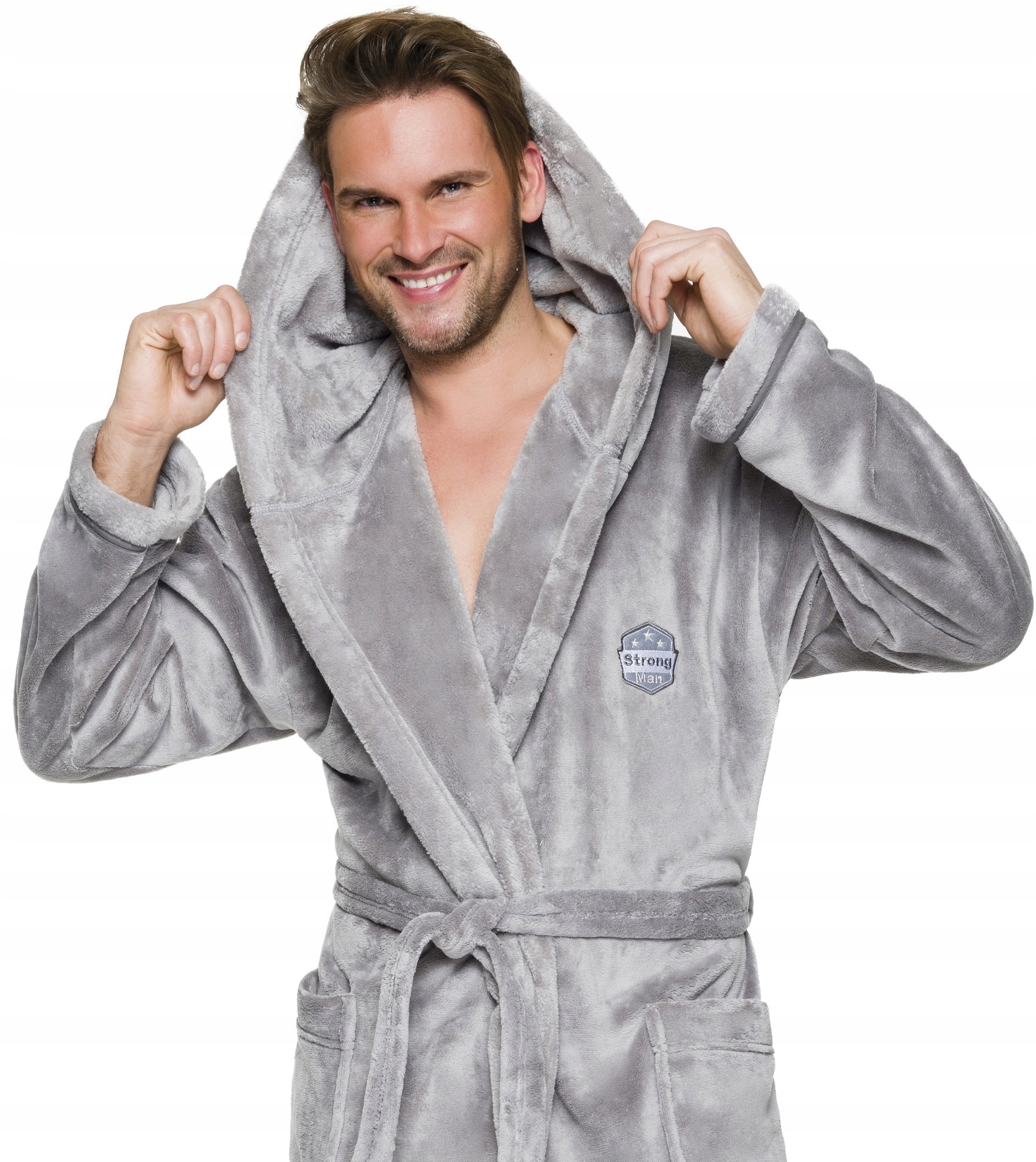 ALEX DŁUGI CIEPŁY SZLAFROK MĘSKI Z KAPTUREM L Marka L&L