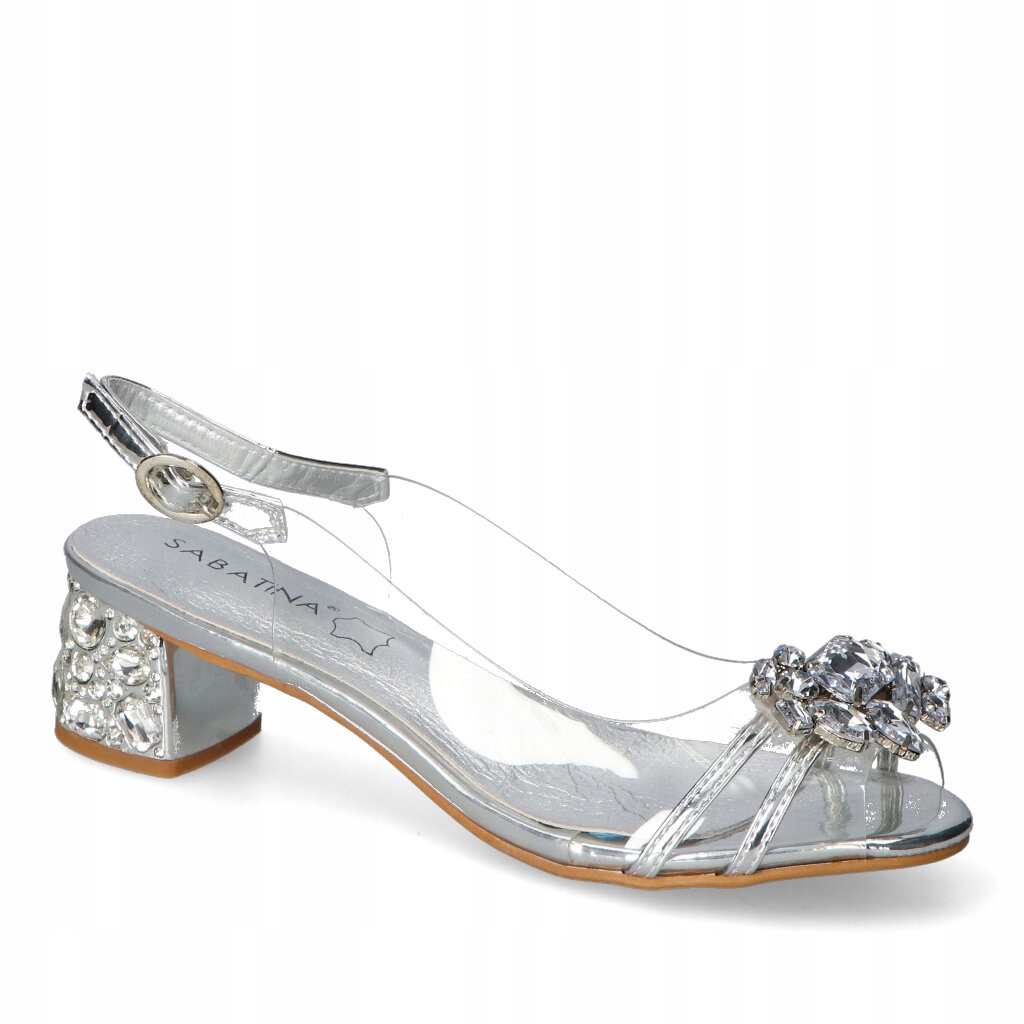 Transparentní sandály Sabatina 660-1 Stříbrná ozdoba 40