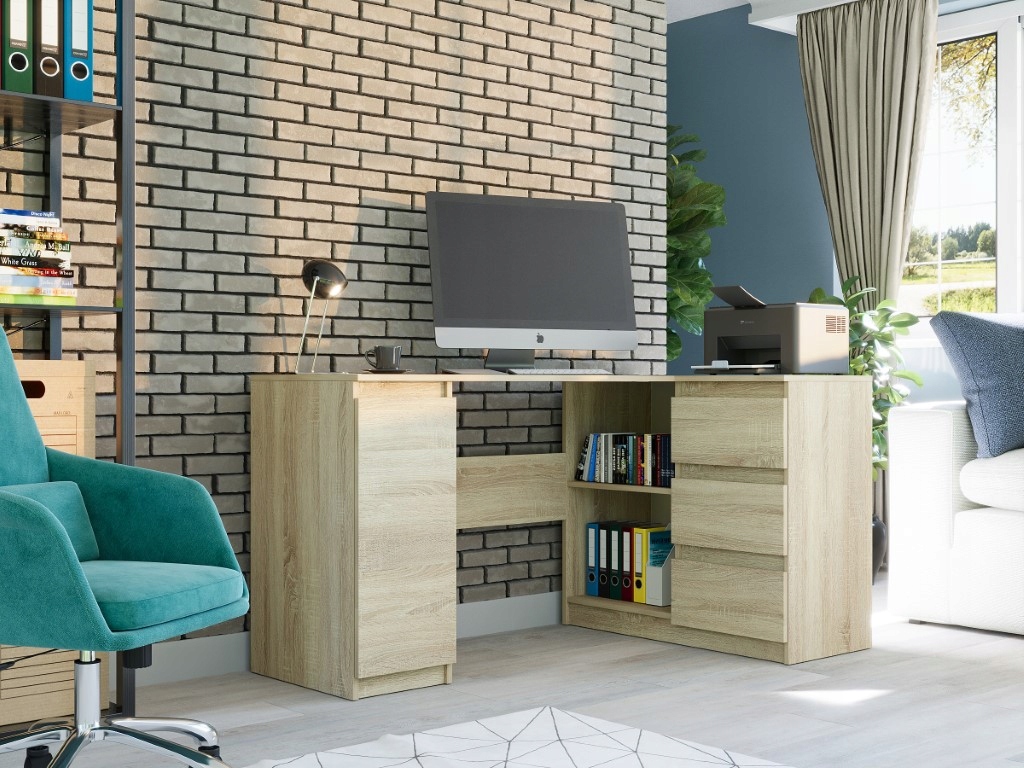 Meble Biurko narożne komputer 3sz 124cm sonomaN12