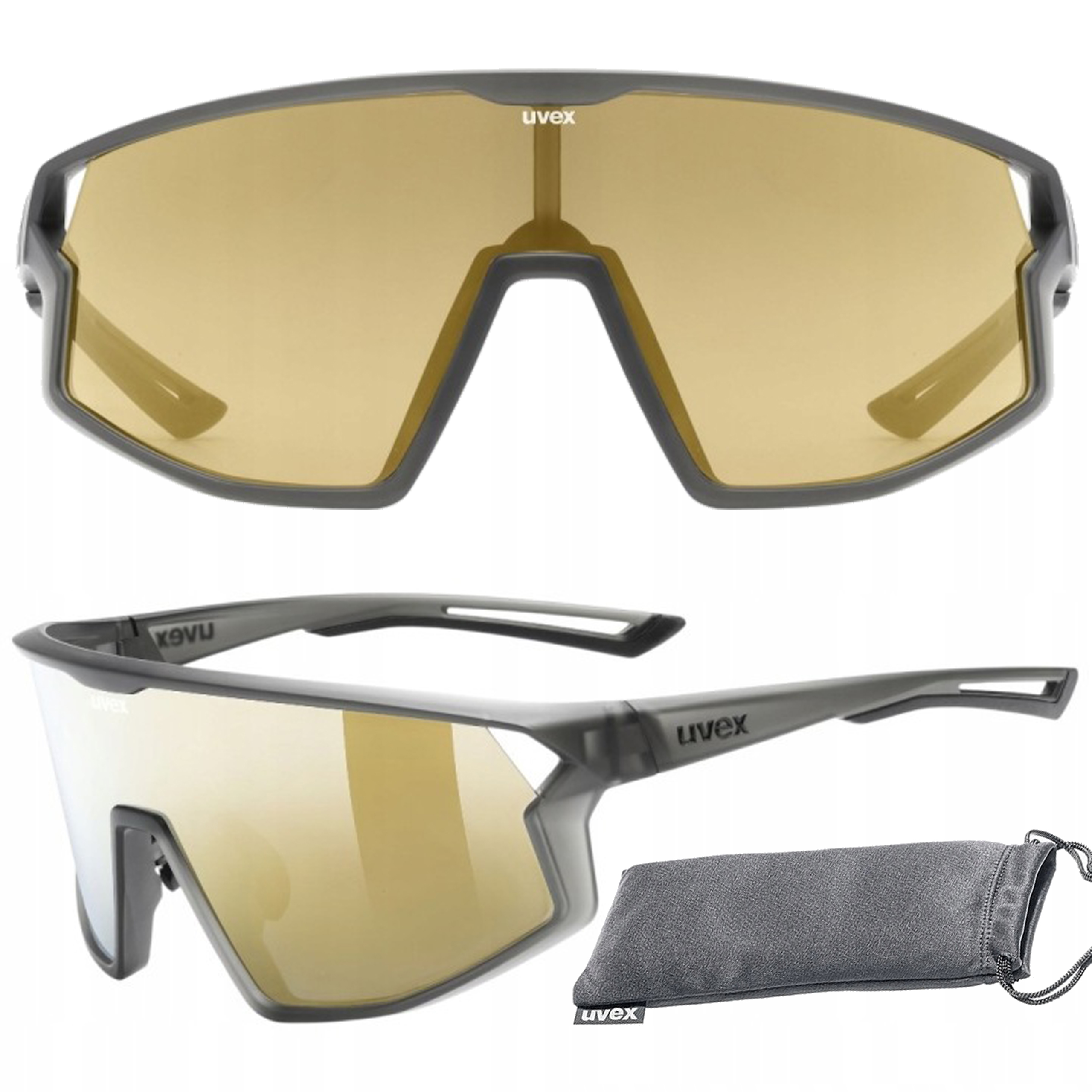 Okulary rowerowe Uvex Skyryse szaro-złote lustrzane S3 ochrona Uv