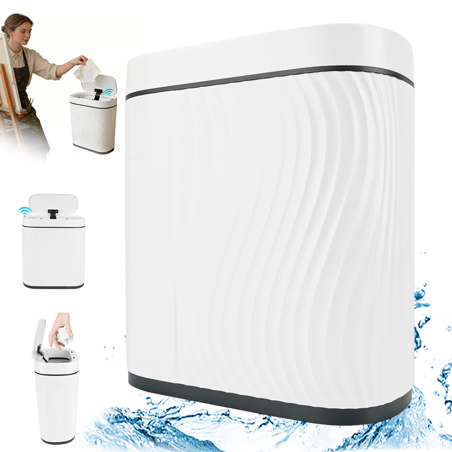 Koš Na Odpadky 8 L Elektrický Tichý S Senzorem A Víkem