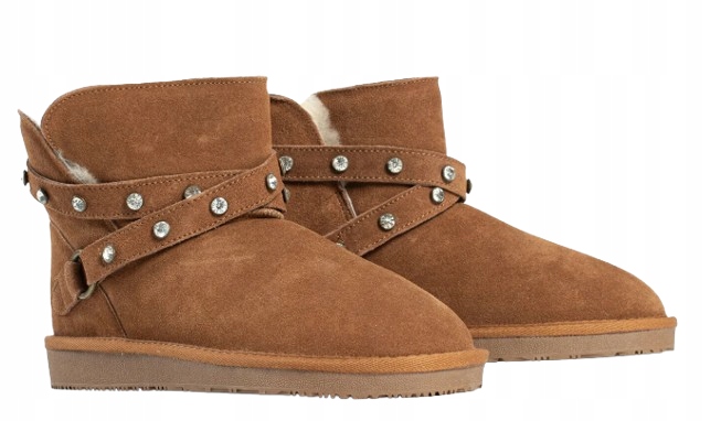 Nicebay Sněhule Z Přírodní Kůže S Cvočky, Hnědé 36 3DE