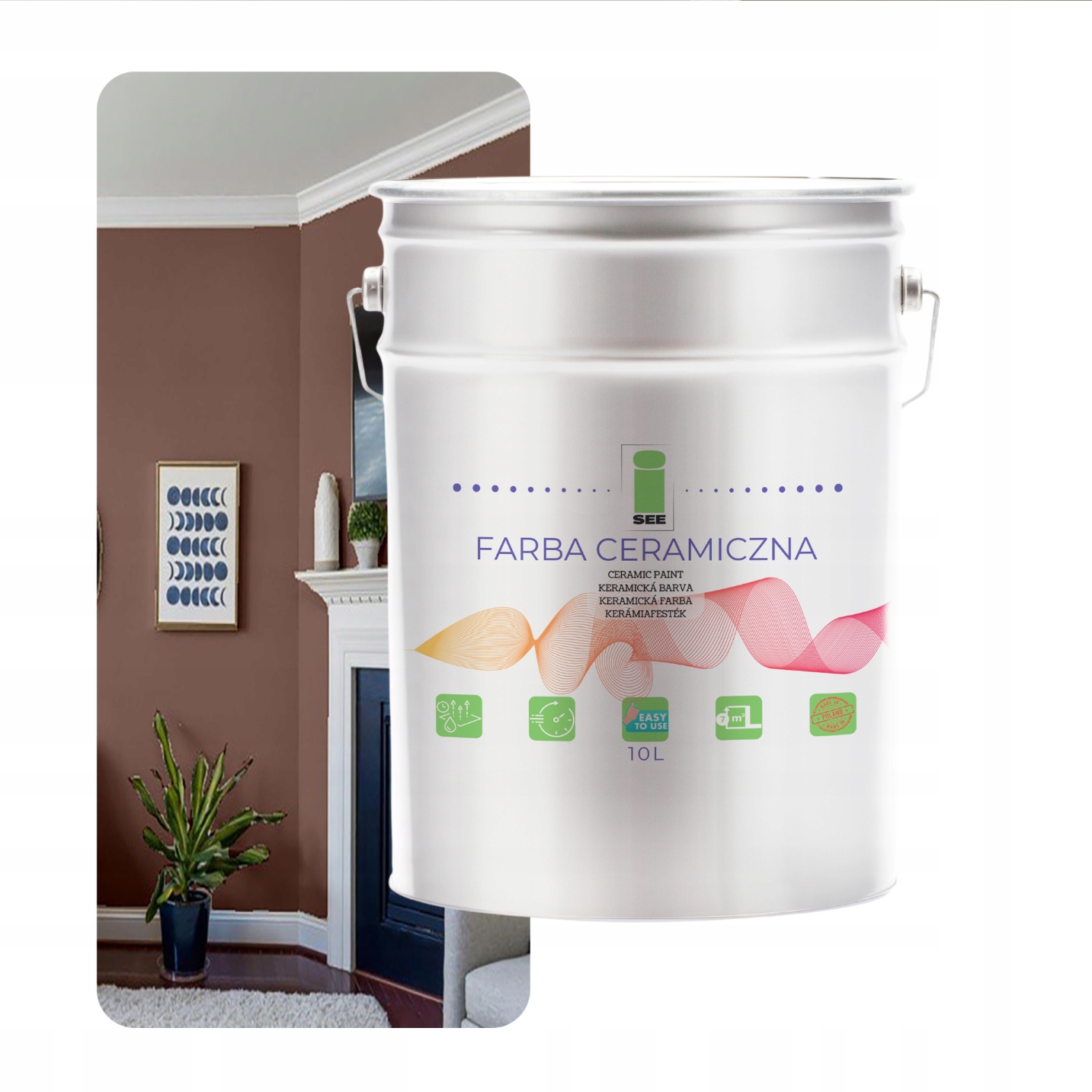 Keramická Farba Na Steny Umývateľná, Hnedá, Zemitá, 10 L, Odolná Voči Škvrnám