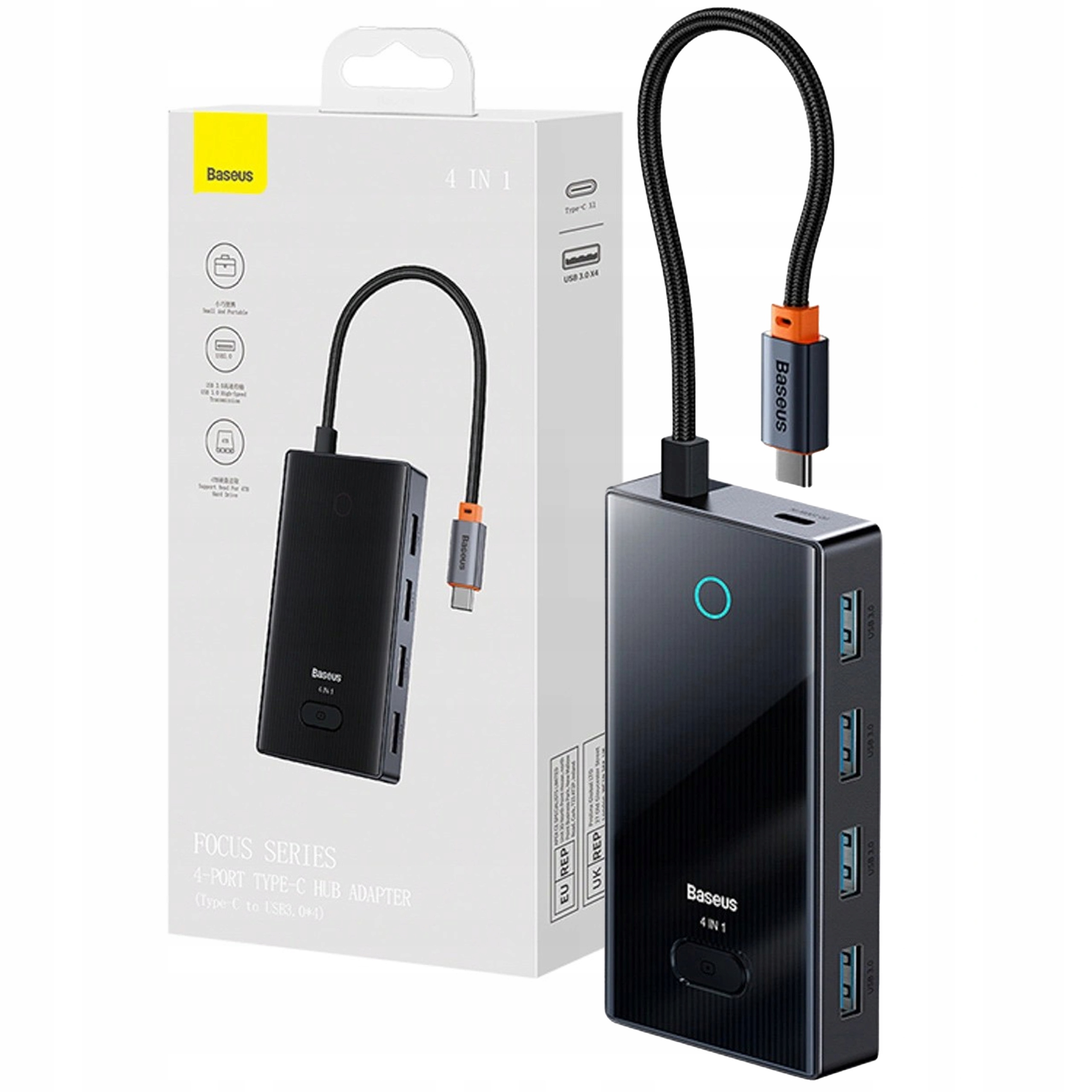 Baseus Hub Adaptér Usb-c Do 4x Usb-a 3.0 5 Gb/s Kabel 15CM