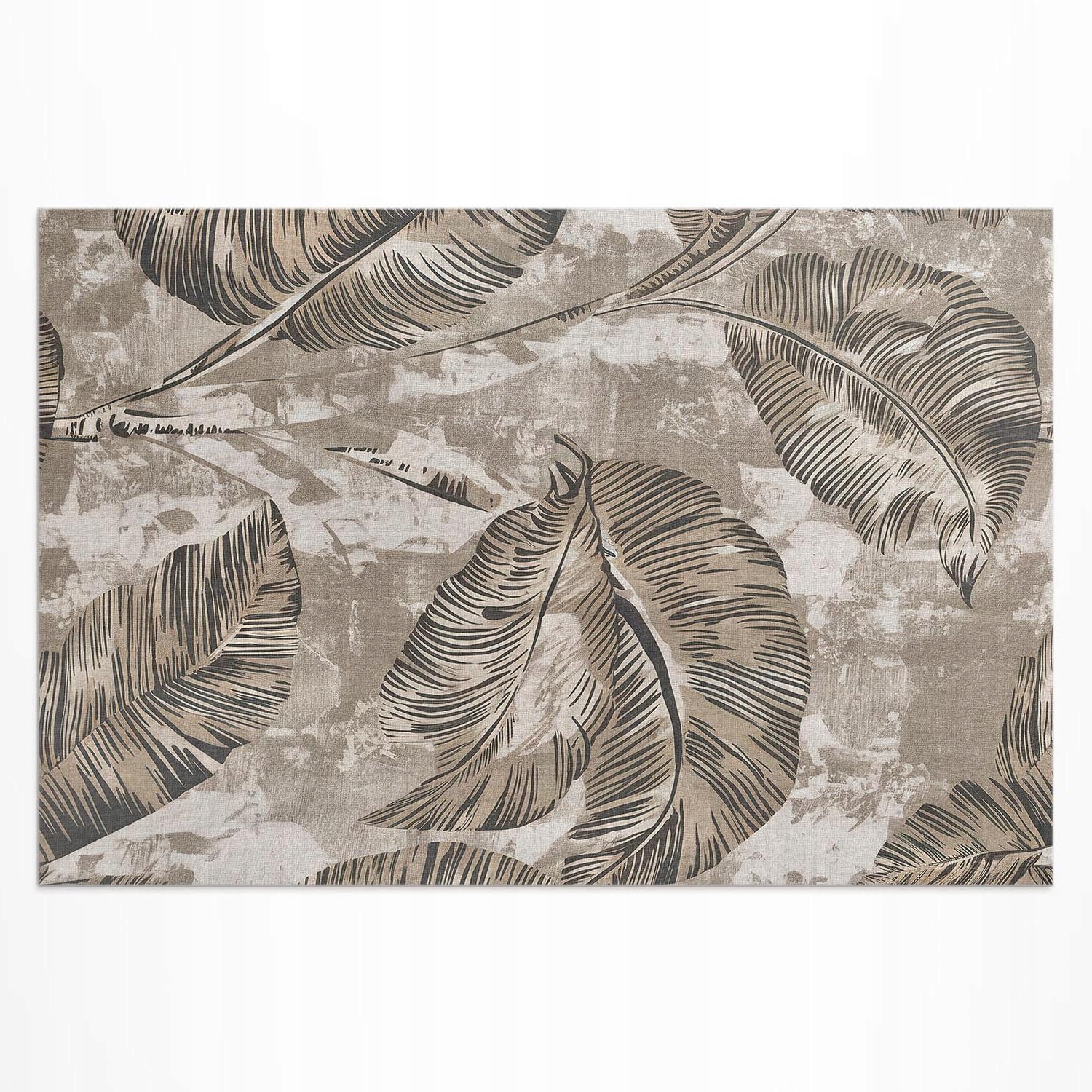 Vinylový koberec Outdoor Listy rastliny a textúra surového betónu 225 x 150 cm