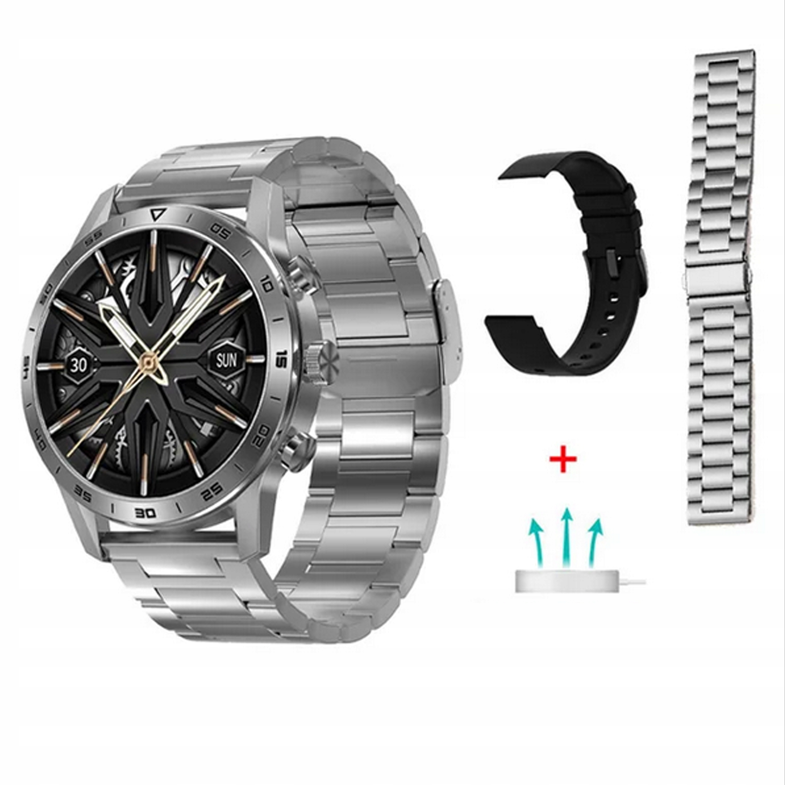 Chytré Hodinky Smart Watch stříbrné Menu Pl Pánské Plus K-651