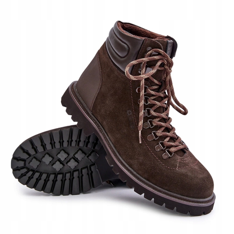 Kotníkové Boty Trapery Zateplené Semišové Pánské Big Star OO174644 Hi-poly Hnědá 43