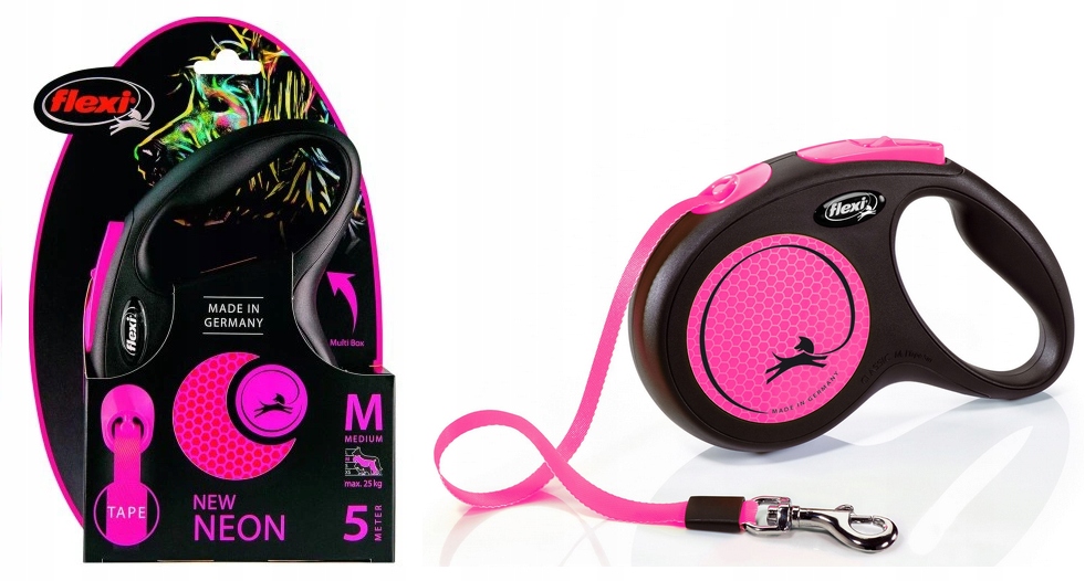 Levně Vodítko M Růžová Flexi Pro Psa S Páskou Do 25 Kg 5 M