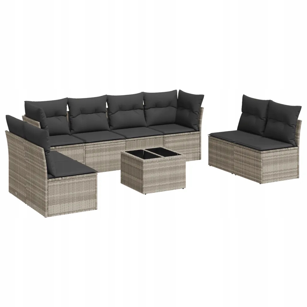 Set zahradního nábytku technorattan vidaXL šedý 9 el.