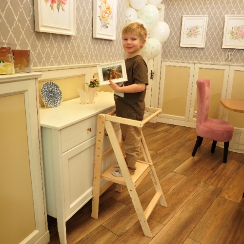 POMOCNIK KUCHENNY KITCHEN HELPER SKŁADANY REGULOWANY MOCNY LEKKI PODEST Szerokość siedziska 33 cm