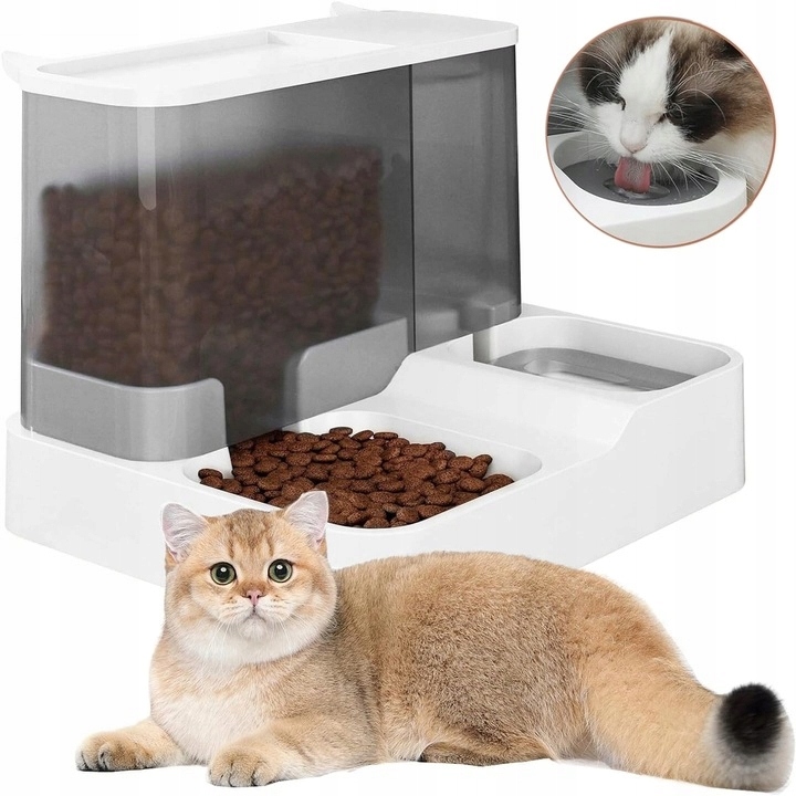Levně Automatický Dávkovač Krmiva Pro Domácí Zvířata A Vodu 2V1 2.8L 1L