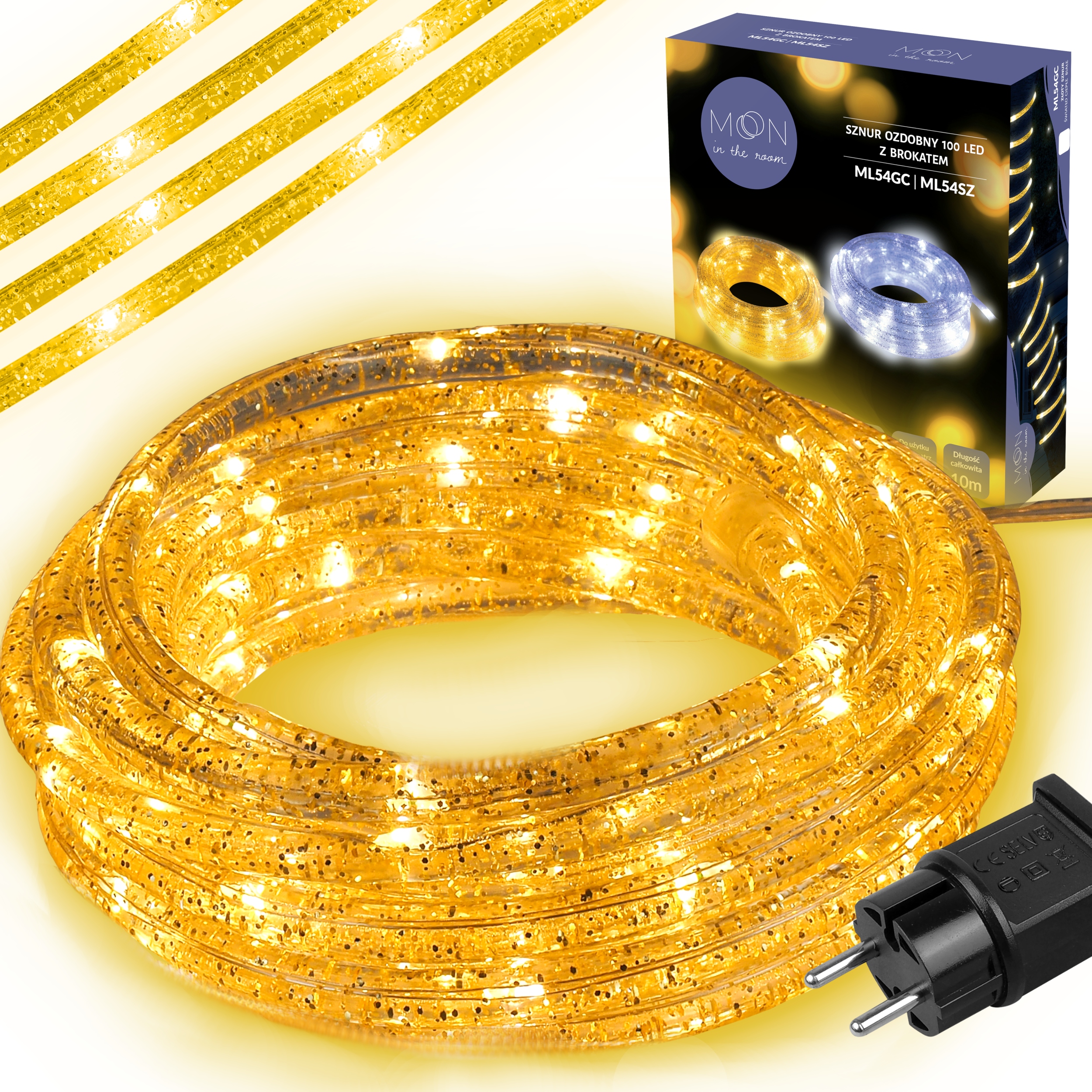 

Wąż Świetlny Sznur Lampki Ciepłe Białe 100 Led 10M