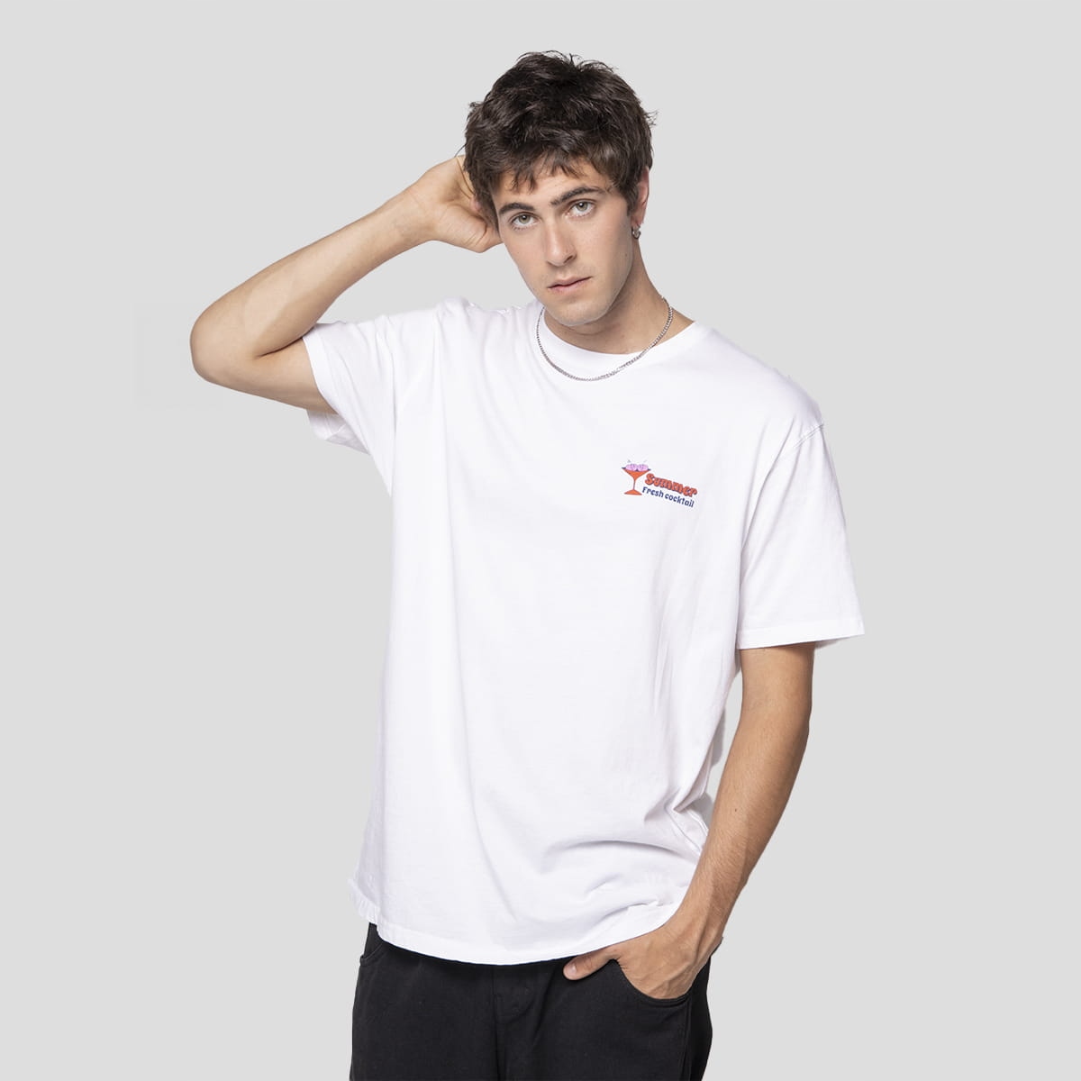 Tričko Kaotiko Washed Tropical Bar Xs, bílá, Městské