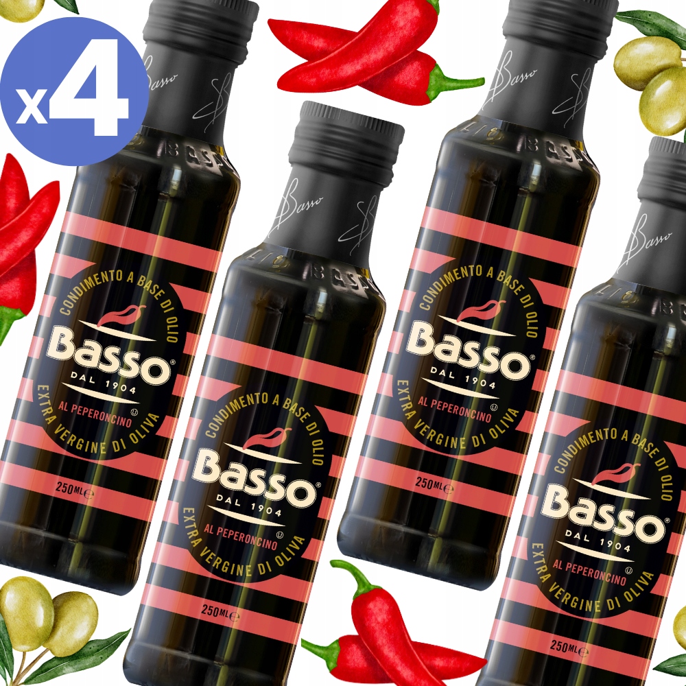 4x Oliwa z oliwek extra vergine aromatyzowana o smaku chili 250 ml Basso