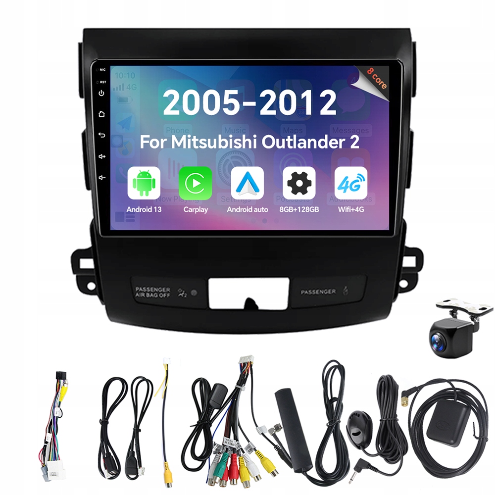 Autorádio Eunavi 2Din s Androidem 13 a 2003 pro Mitsubishi Outlander 2006-2011 s Carplay