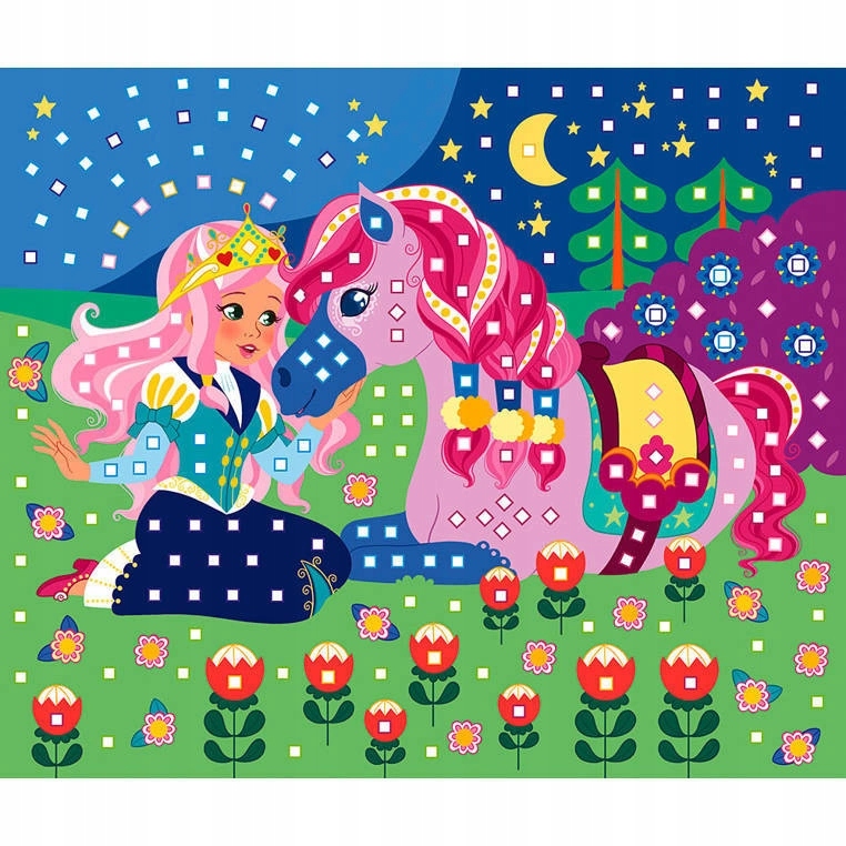 Zestaw kreatywny Mozaika Konie i jednorożce dla dzieci, 5 lat+, Janod Materiał karton pianka