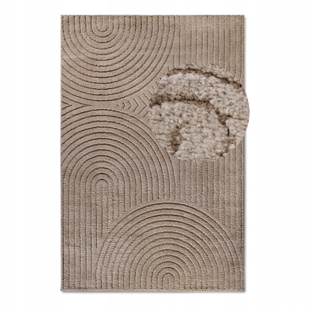 Koberec plyšový do obývacího pokoje 120x170cm, béžový moderní vzor