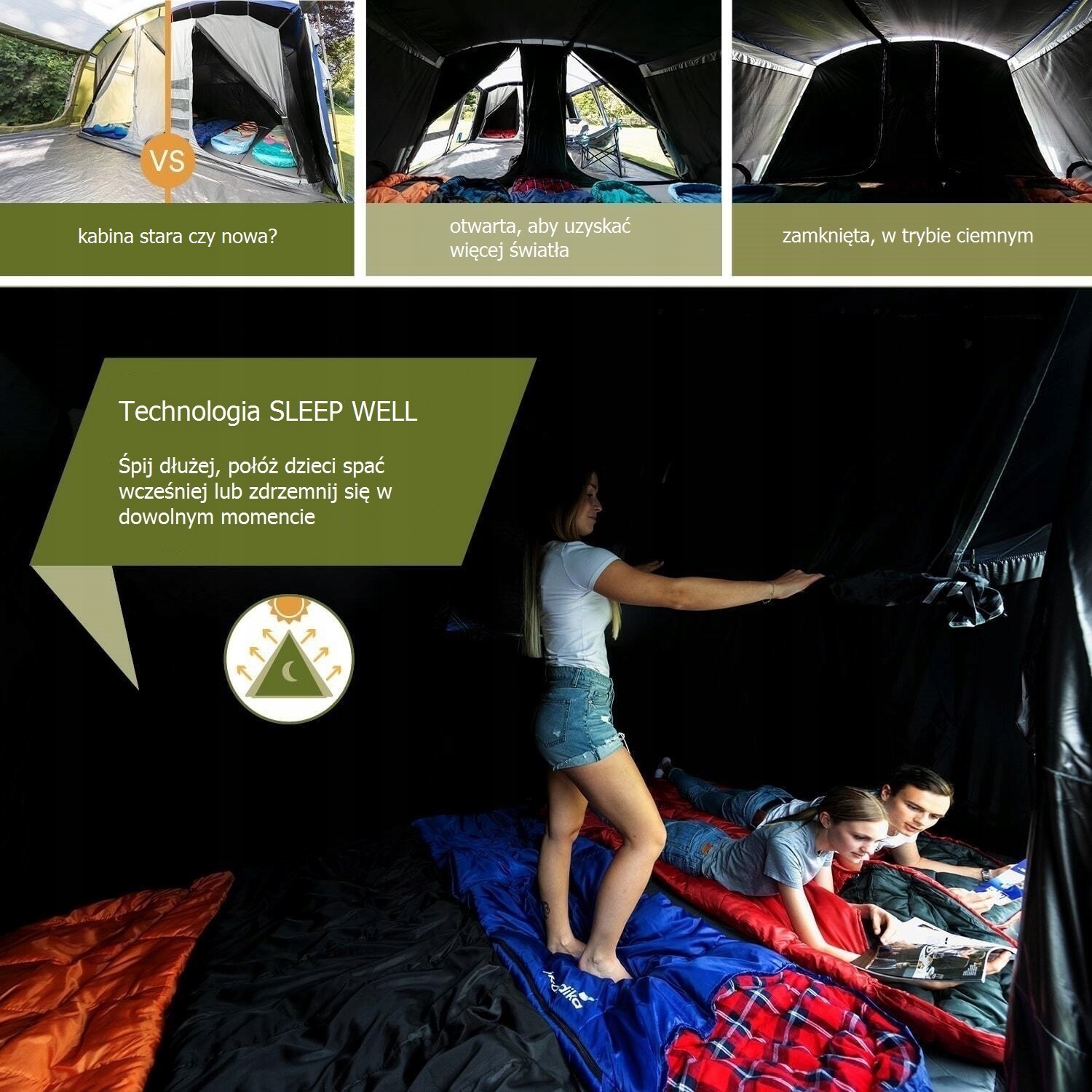 Rodzinny namiot BORNEO 5 osob 5000mm zintegrowany NOWOŚĆ !!! Czarna kabina Marka Vibra Camping