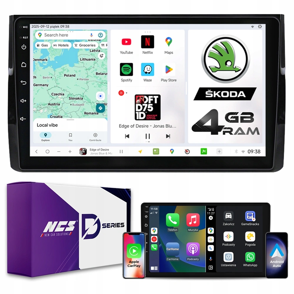 Rádio Navigace Ncs D10 Škoda Kodiaq I 2016-2024 Android 4GB Lte 10″