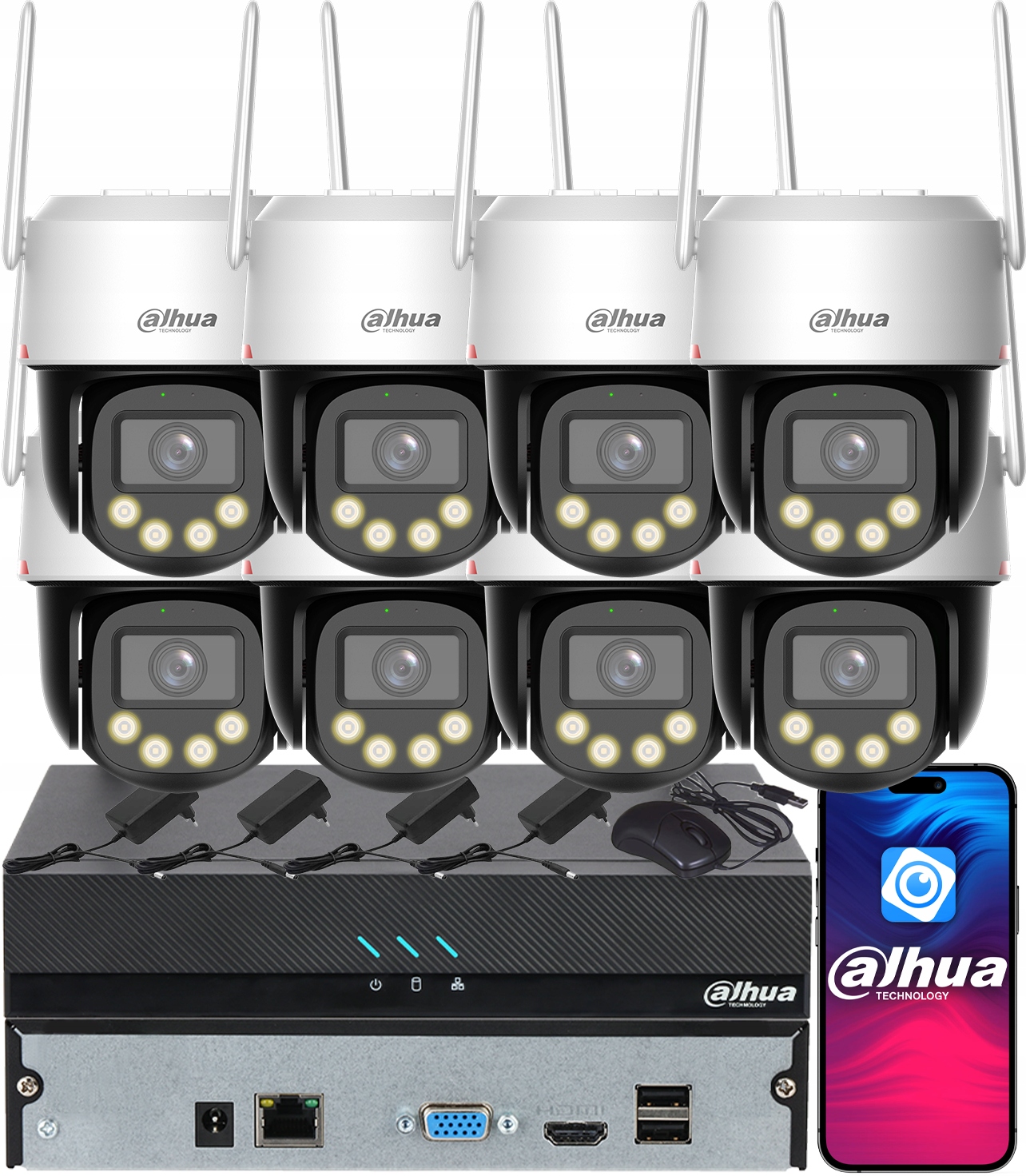 Zestaw Monitoringu Dahua 8 Kamer WiFi 5MPx P5F-PV-PRO WizColor Led Ai