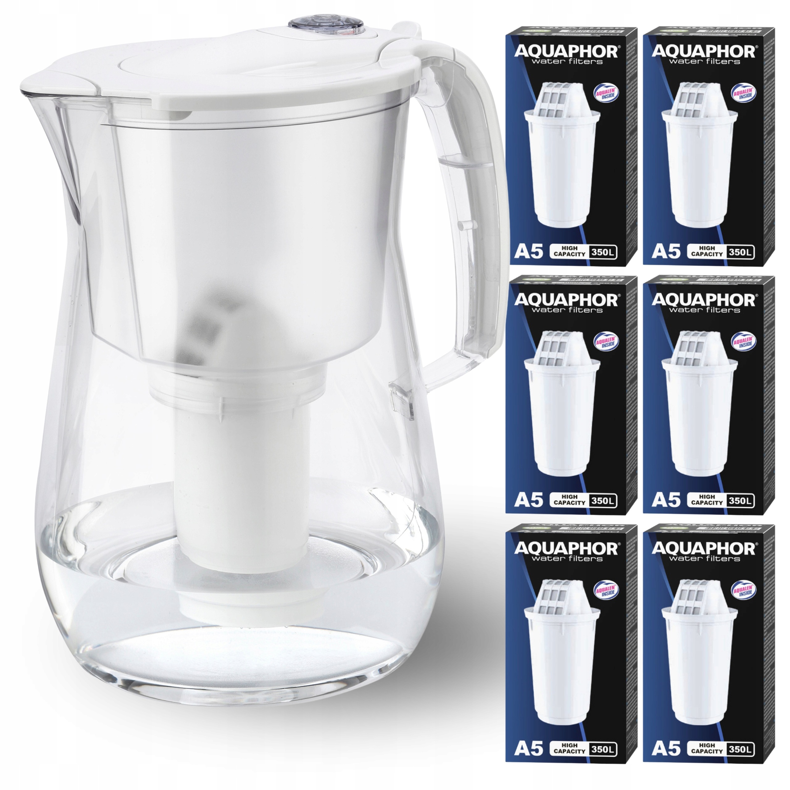 Filtrační konvice na vodu Aquaphor Provence Bílá 4,2L Velká, 6 filtrů A5