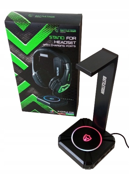 STOJAK NA SŁUCHAWKI UCHWYT GAMING GAMINGOWE PODŚWIETLENIE LED RGB Marka Battletron