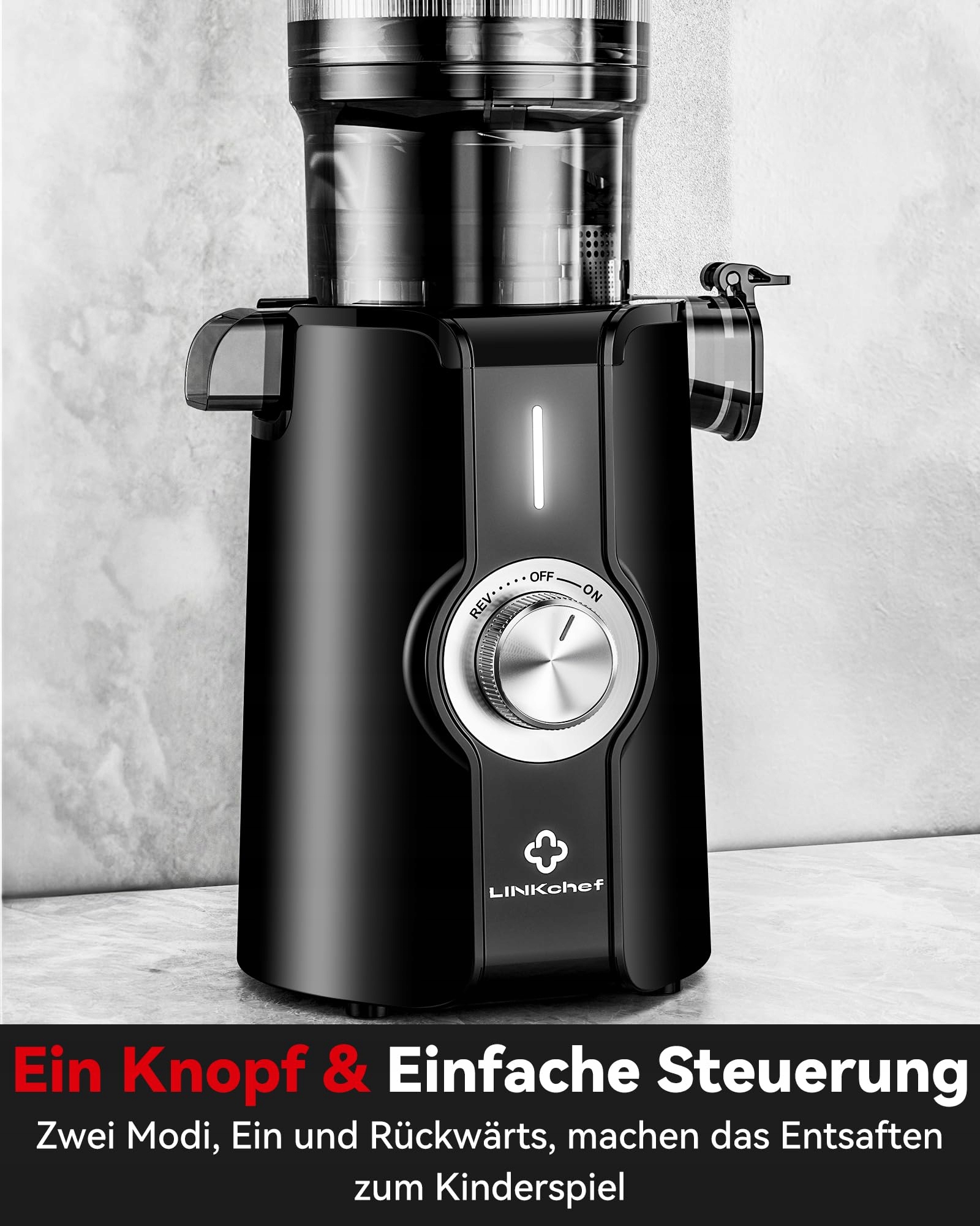 LINKCHEF Wolnoobrotowa Wyciskarka Do Soków Warzywa Owoce BPA Free 200W 1.2L — miniatura 9