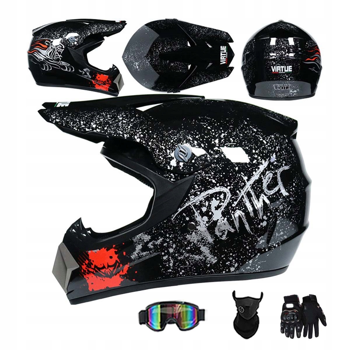 Motocyklová Přilba Lehká Enduro Quada Brýle Rukavice Maska XL