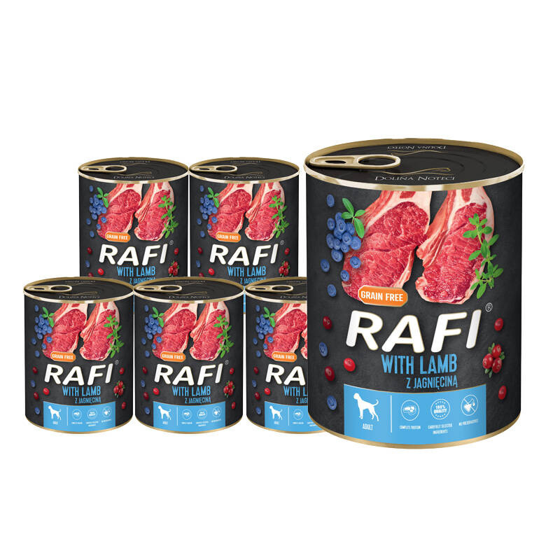 Levně Vlhké Krmivo pro psa Dolina Noteci Rafi Jehněčí 12x800g Bezobilné