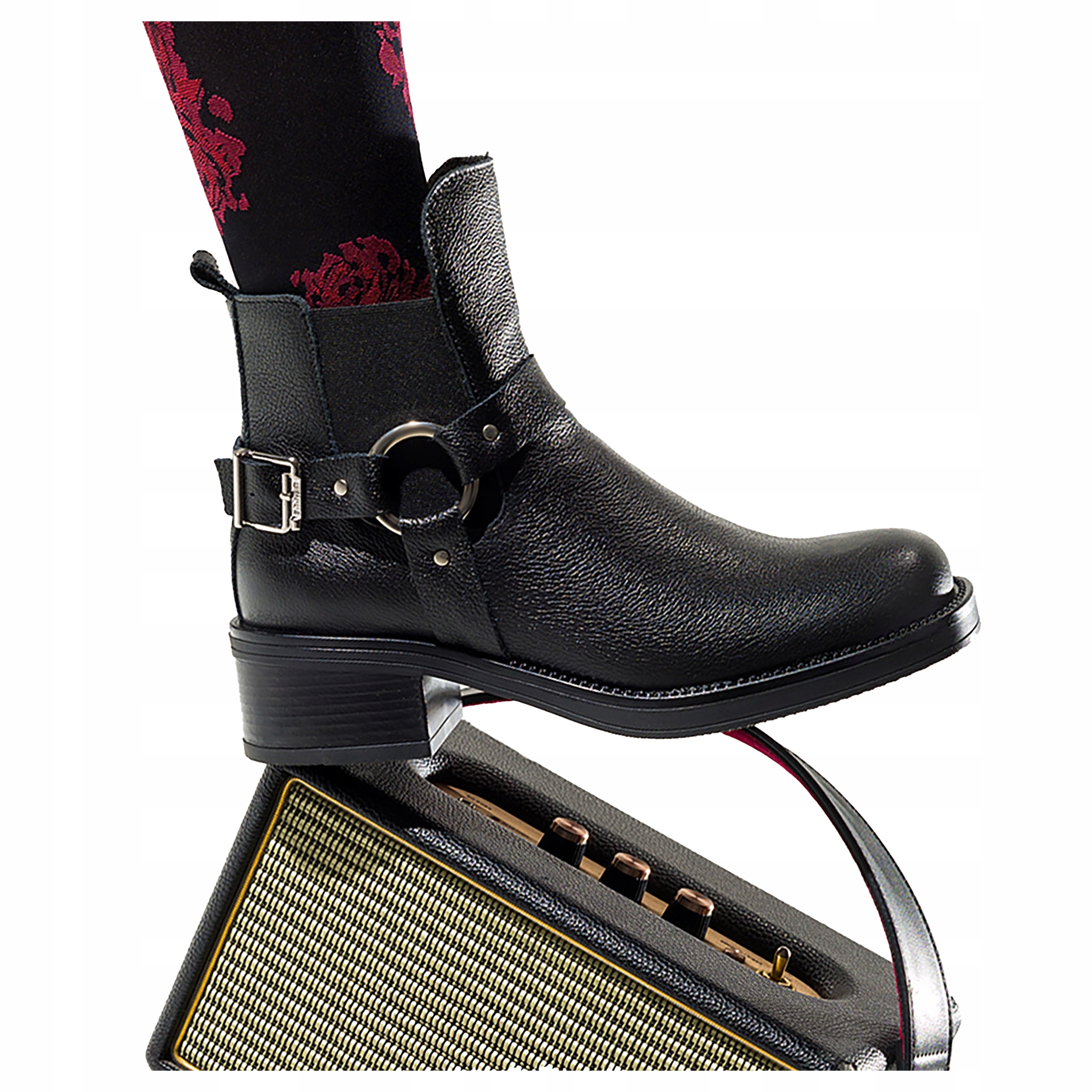 Kotníkové Boty Dámské Kožené Na Širokém Bloku Módní Přezka Produkt Polský r 36