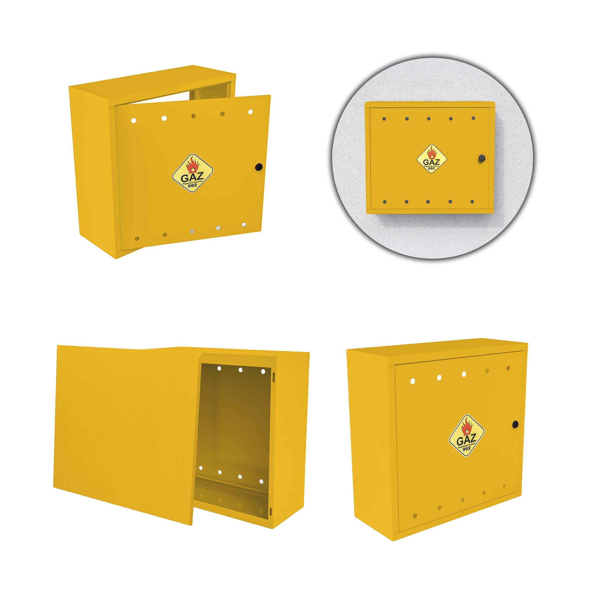 Plynová Skříňka 60x60x25 Žlutá Skříňka Se Zády Pro Plynový Ventil Ocelová